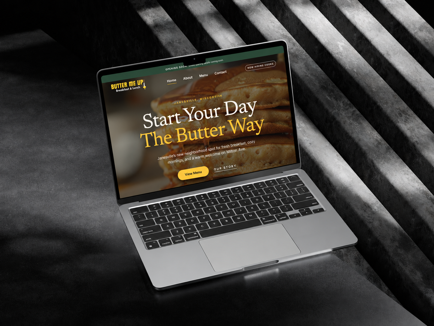 Butter Me Up website on a laptop