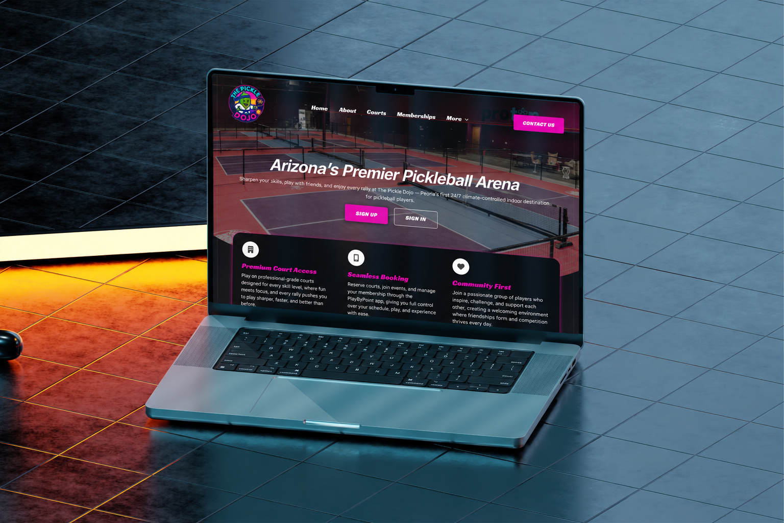 The Pickle Dojo website on a laptop